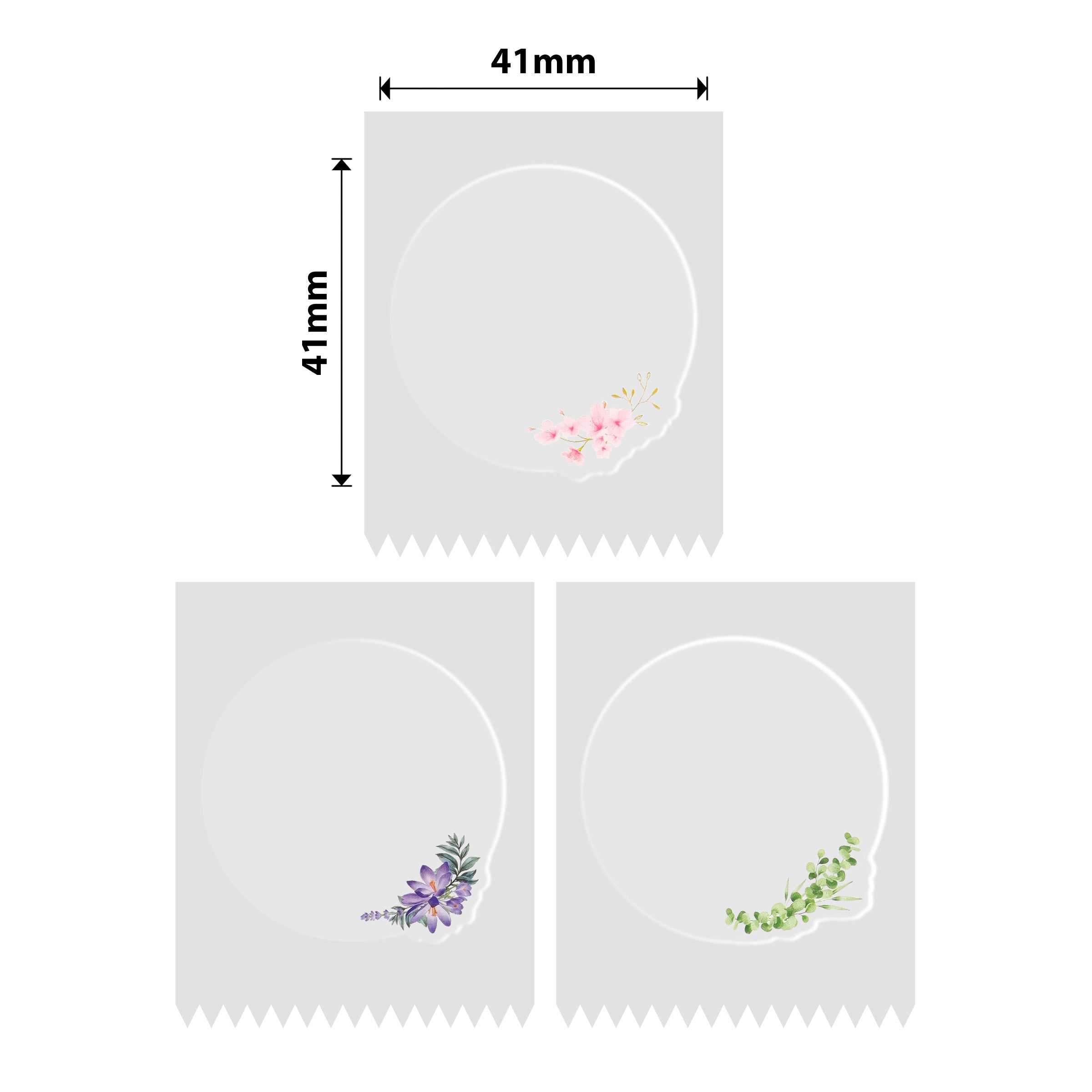 NB474 - Niimbot - B1 / B21 / B31 / B3S / B4 - 41x41mm - 170 Transparent Whispering Flowers Labels