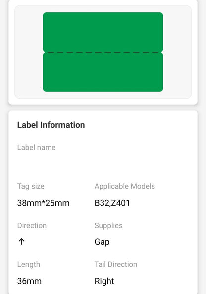 NB486 - NIIMBOT - M3 ONLY - 38X25+36MM - 40 GREEN CABLE LABELS