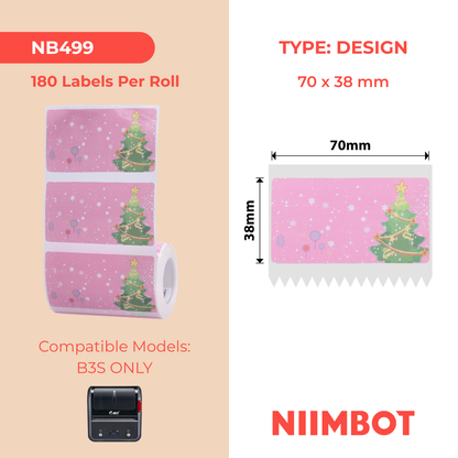NB499 - Niimbot - B3S / B31 / B4 Only - 70x38mm - Christmas Tree Labels