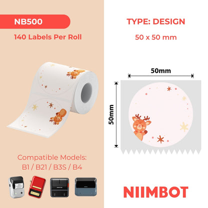 NIIMBOT - B Range - 50x50mm - Christmas Elk - 140 Labels
