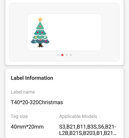 NB502 - NIIMBOT - B1 / B21 / B3S / B4 - T40X20MM - 320 LABELS PER ROLL - CHRISTMAS