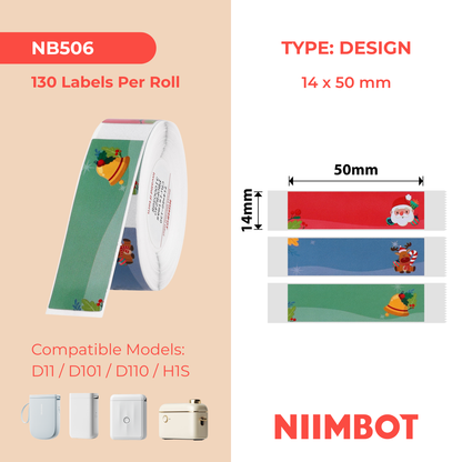 NB506 - Niimbot - D11 / D101 / D110 / H1S - 14x50mm - 125 Christmas Labels