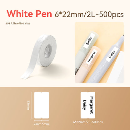 NB510 - NIIMBOT - D11 / D101 / D110 / H1S - 6X22MM/2L - 500  LABELS PER ROLL - WHITE VERTICAL PEN STICKERS (STATIONARY)