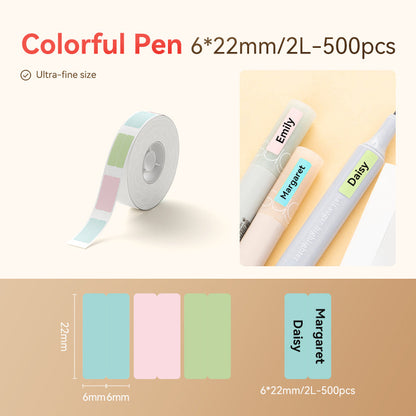 NB511 - NIIMBOT - D11 / D101 / D110 / H1S - THERMAL LABELS - T6X22MM/2L - 500 LABELS PER ROLL - MULTI-COLOUR VERTICAL PEN STICKERS (STATIONARY)