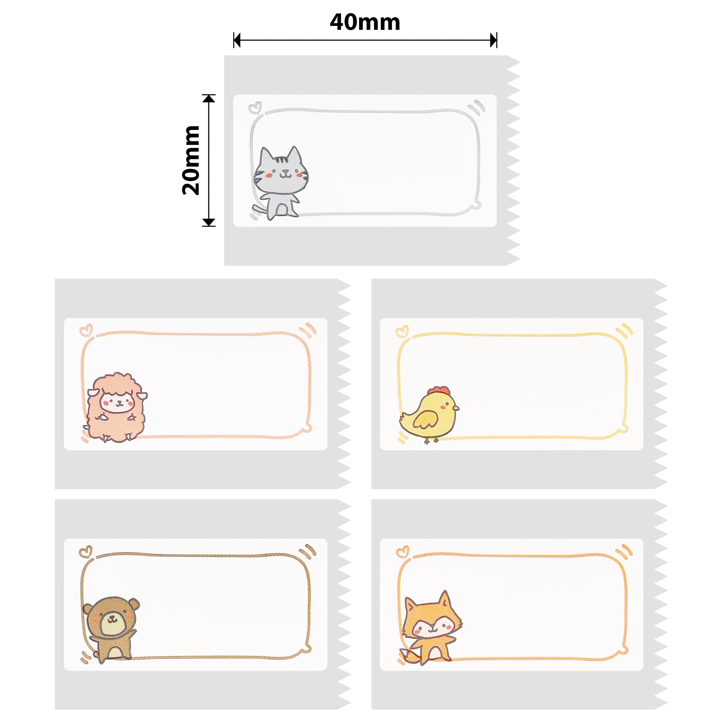 NB521 - Niimbot - B1 / B21 / B31 / B3S / B4 - 40x20mm - 320 Animal Messages Labels