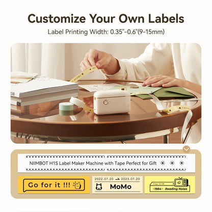 NB526 - NIIMBOT H1S - BLUETOOTH CONTINUOUS LABEL PRINTER INCL FREE LABEL - CREAM WHITE