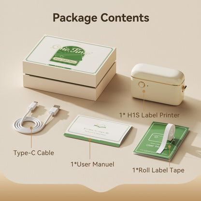 NB526 - NIIMBOT H1S - BLUETOOTH CONTINUOUS LABEL PRINTER INCL FREE LABEL - CREAM WHITE