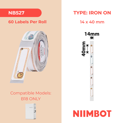 NB527 - NIIMBOT - B18 / N1 - PU14X40mm - 60 LABELS PER ROLL - IRON ON LABEL - COLOUR - CIRCUS DESIGN