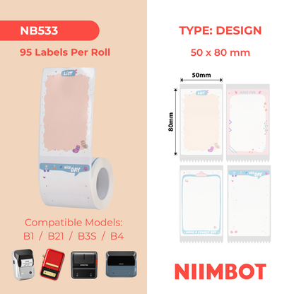 NB533 - Niimbot - B1 / B21 / B31 / B3S / B4 - 50x80mm - 95 Symphony Of Life Labels