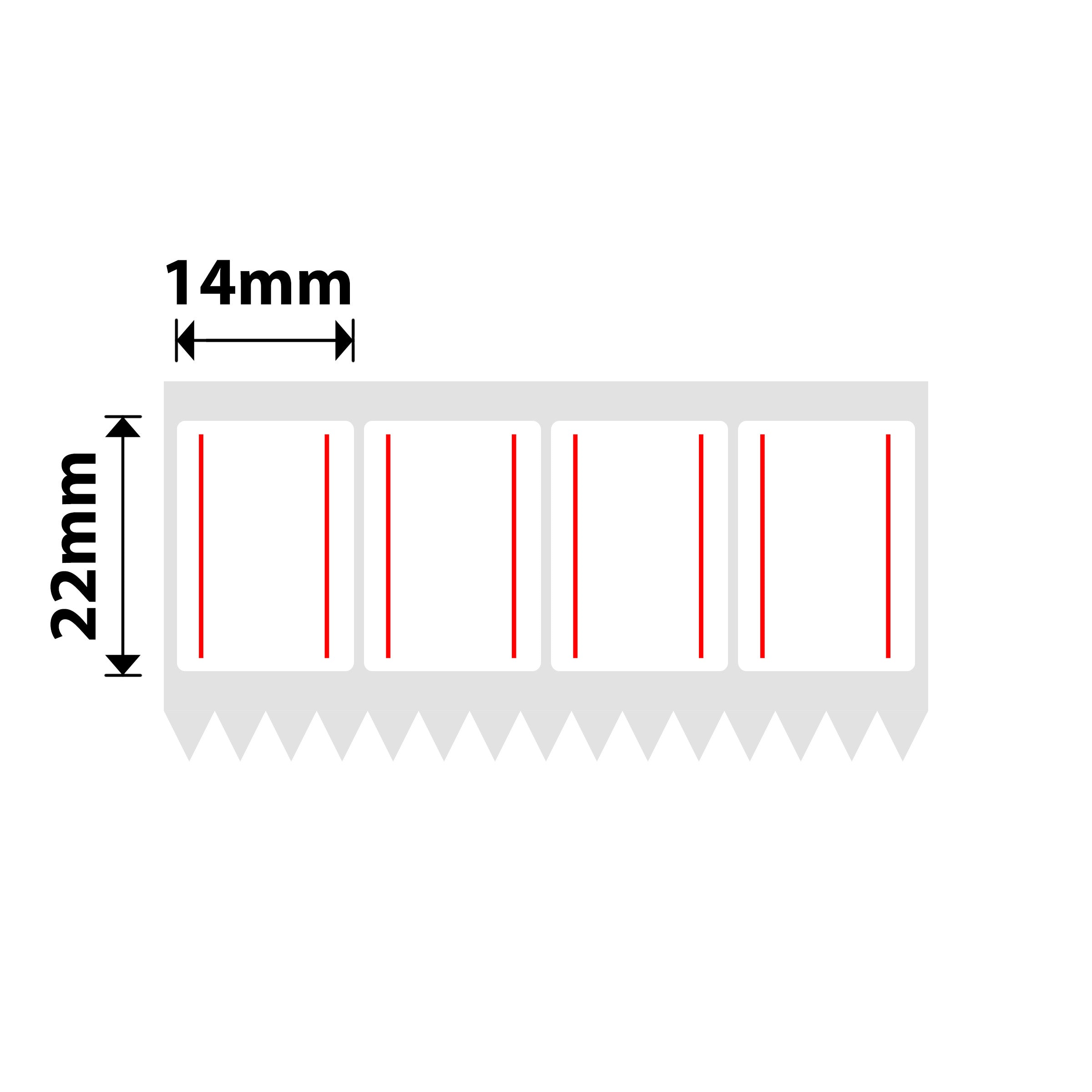 NB583 - NIIMBOT - K3 ONLY - T14X22MM/4L - 4,800 LABELS PER ROLL - RED DOUBLE LINE