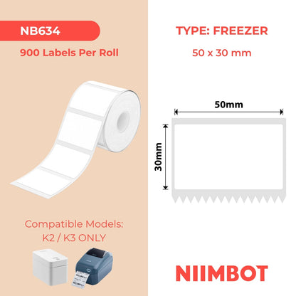 NIIMBOT - K Range - 50x30mm - White Freezer - 900 Labels