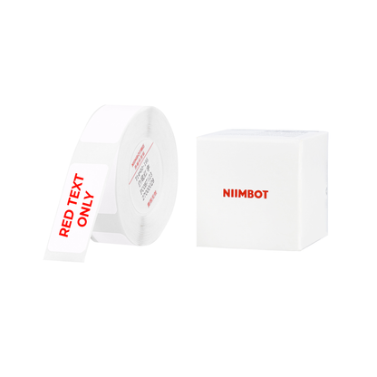 NB637 - NIIMBOT - D11 / D101 / D110 / H1S - T14X30MM - 195 LABELS PER ROLL - WHITE - RED TEXT ONLY - RECTANGLE