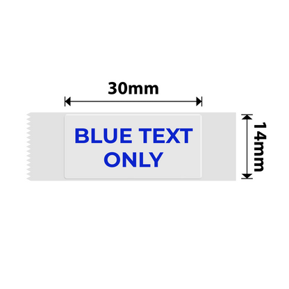 NB638 - NIIMBOT - D11 / D101 / D110 / H1S - T14X30MM - 195 LABELS PER ROLL -  TRANSPARENT - BLUE TEXT ONLY - RECTANGLE