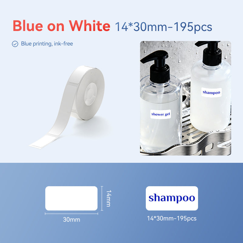 NB641 - NIIMBOT - D11 / D101 / D110 / H1S - T14X30MM - 195 LABELS - WHITE - BLUE TEXT ONLY - RECTANGLE