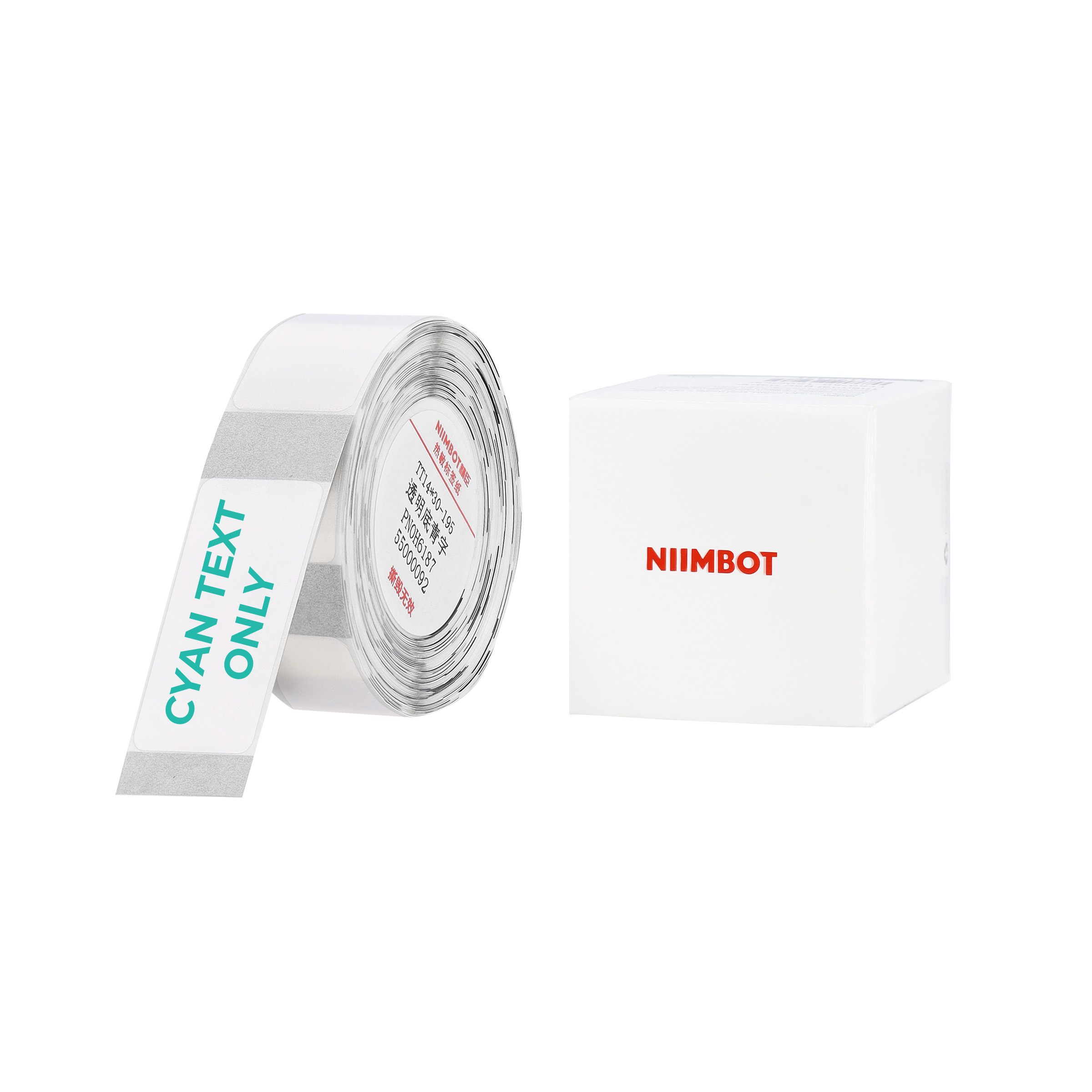 NB644 - NIIMBOT - D11 / D101 / D110 / H1S - TT14X30MM - 195 LABELS - TRANSPARENT -  CYAN TEXT ONLY - RECTANGLE