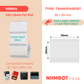 NB664 - NIIMBOT - B1 / B21 / B3S / B4 - TT50X30 - 230 LABELS PER ROLL - TRANSPARENT - CYAN TEXT ONLY - RECTANGLE
