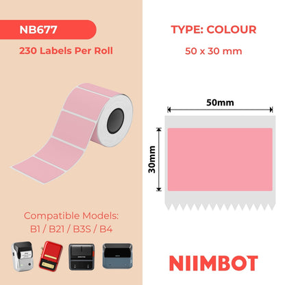 NIIMBOT - B Range - 50x30mm - Light Pink - 230 Labels