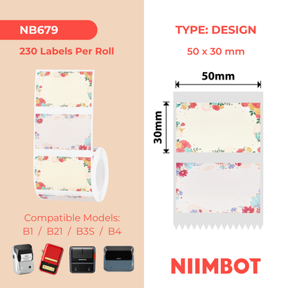 NB679 - NIIMBOT - B1 / B21 / B3S / B4 - 50X30MM - 230 SUNNY FLOWER BLOSSOMS LABELS