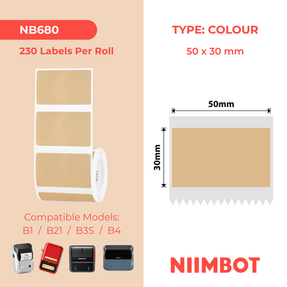 NB680 - NIIMBOT - B1 / B21 / B3S / B4 - 50X30 - 230 LABELS - HARDWOOD
