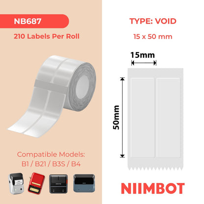 NIIMBOT - B Range - 15x50mm/2L - Transparent Anti-Counterfeiting - 210 Labels