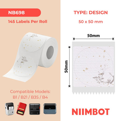 NIIMBOT - B Range - 50x50mm - Wine Among The Flowers - 145 Labels