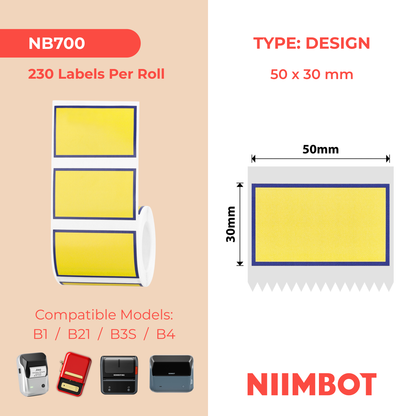 NB700 - Niimbot - B1 / B21 / B31 / B3S / B4 - 50x30mm - 230 Blue Border Labels