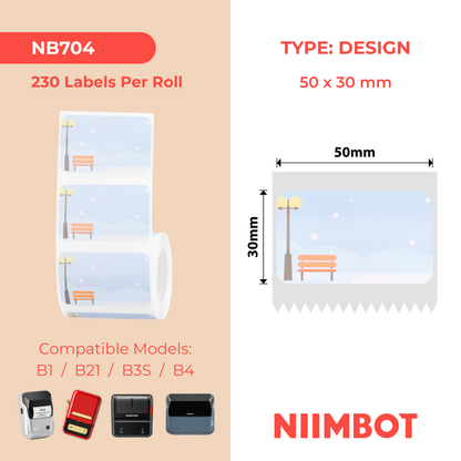 NB704 - NIIMBOT - B1 / B21 / B3S / B4 - 50X30MM - 230 LABELS - WINTER SCENE