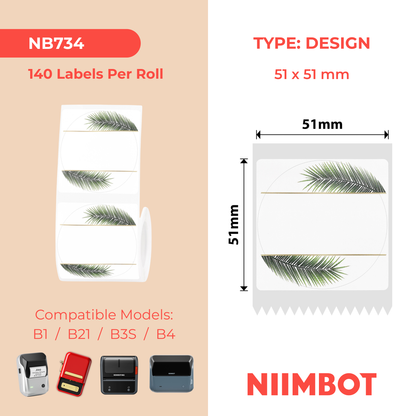 NIIMBOT - B1 / B21 / B3S / B4 - 51X51MM - 140 LABELS - LEAF ROUND