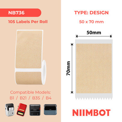 NIIMBOT - B Range - 50x70mm - Kraft - 105 Labels