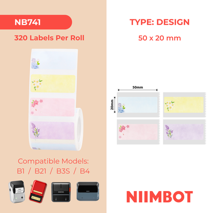NB741 - Niimbot - B1 / B21 / B31 / B3S / B4 - 50x20mm - 320 Like A Flower Season Labels