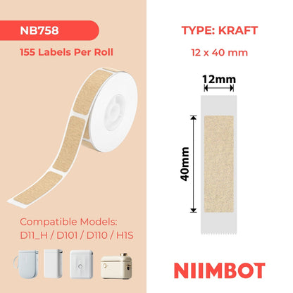NIIMBOT - D Range - 12x40mm - Kraft Matte - 155 Labels