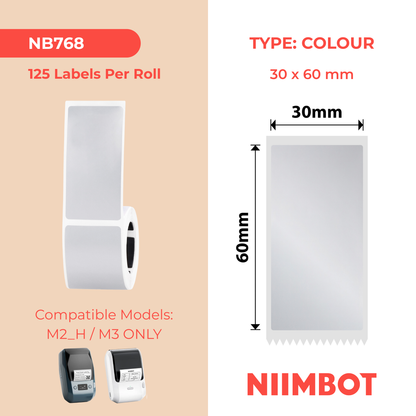 NIIMBOT - M2 / M3 - 30X60MM - 125 LABELS - MATTE SILVER