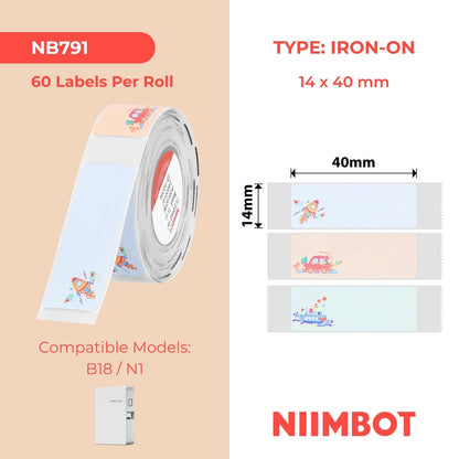NIIMBOT - N1 - 14x40mm - Iron On Cartoon Patterns - 60 Labels - CN