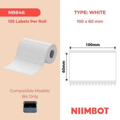 NIIMBOT - B4 Only - 80x80mm - White - 95 Labels