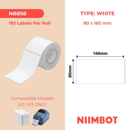 NIIMBOT - K Range - 80x160mm - White - 195 Labels