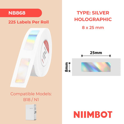 NIIMBOT - N1 - 8x25mm - Silver Laser Holographic - 225 Labels