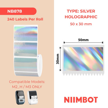 NIIMBOT - M Range - 50x30mm - Silver Holographic Laser - 240 Labels