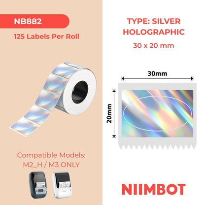 NIIMBOT - M Range - 30x20mm - Silver Oval Laser - 345 Labels