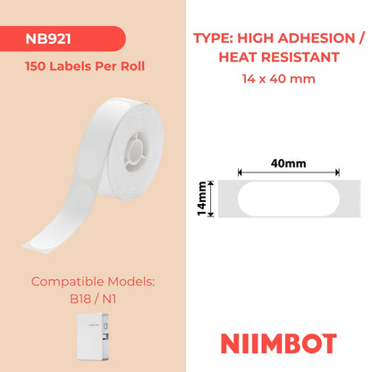 NIIMBOT - N1 - 14x40mm - White Dishwasher High Temperature - 150 Labels
