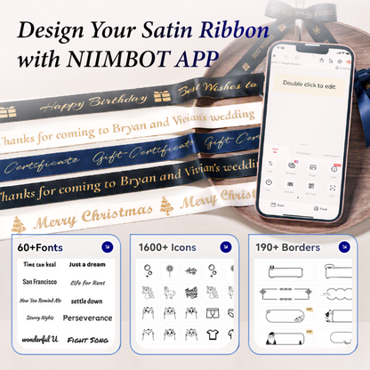 NIIMBOT - N1 3-Roll Satin Gift Ribbon Set B