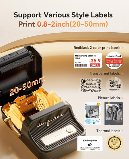 NIIMBOT - B21_PRO - 300DPI - PORTABLE THERMAL LABEL BLUETOOTH PRINTER WITH FREE LABEL ROLL - 50*30MM - WHITE