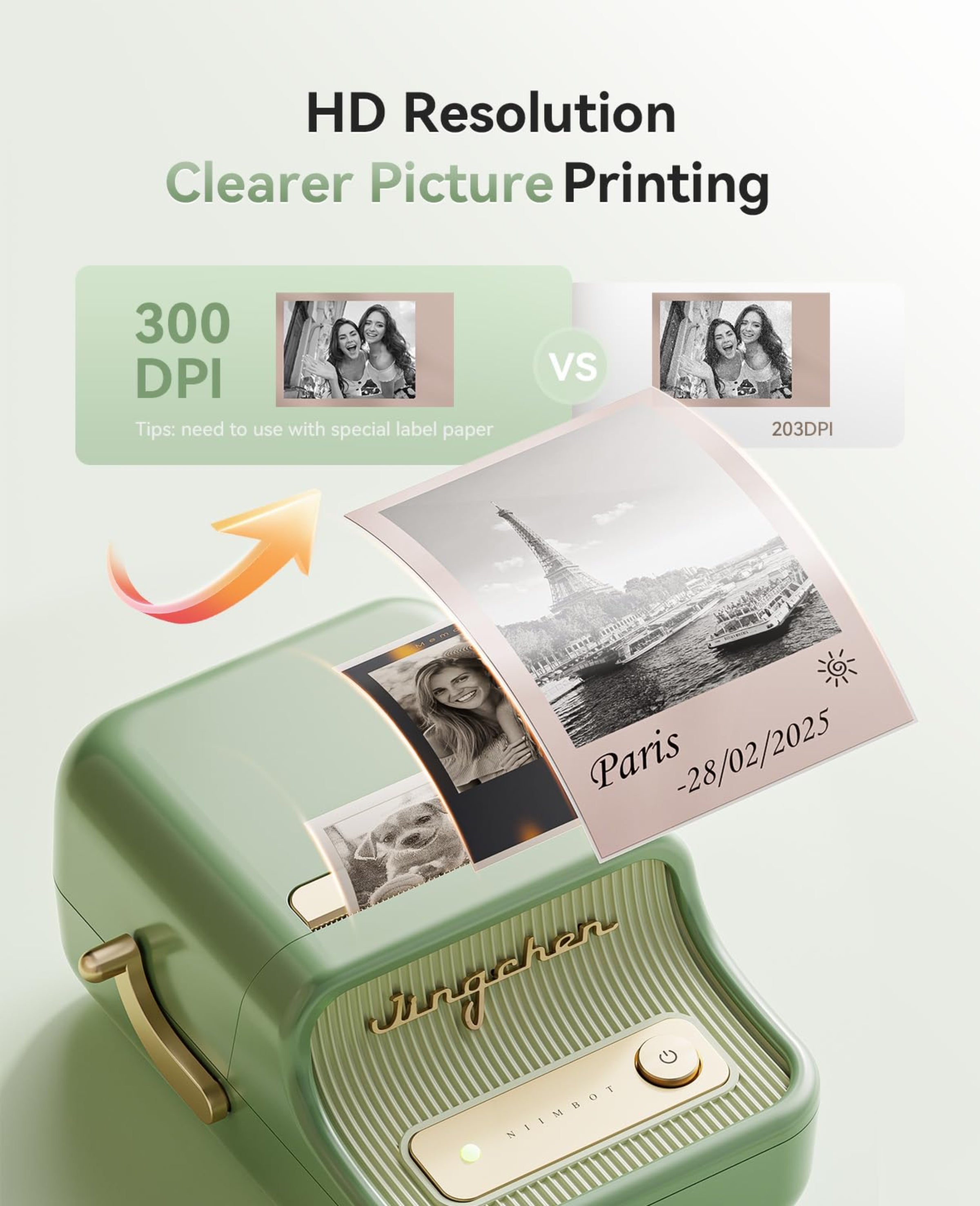 NIIMBOT - B21_PRO - 300DPI - PORTABLE THERMAL LABEL BLUETOOTH PRINTER WITH FREE LABEL ROLL - 50*30MM - WHITE