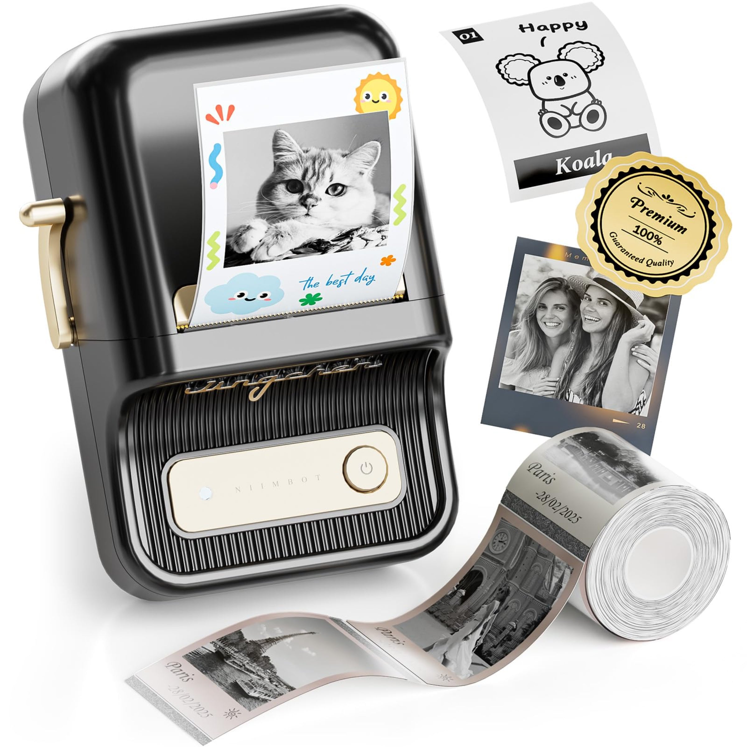 NIIMBOT - B21_PRO - 300DPI - PORTABLE THERMAL LABEL BLUETOOTH PRINTER WITH FREE LABEL ROLL - 50*30MM - WHITE