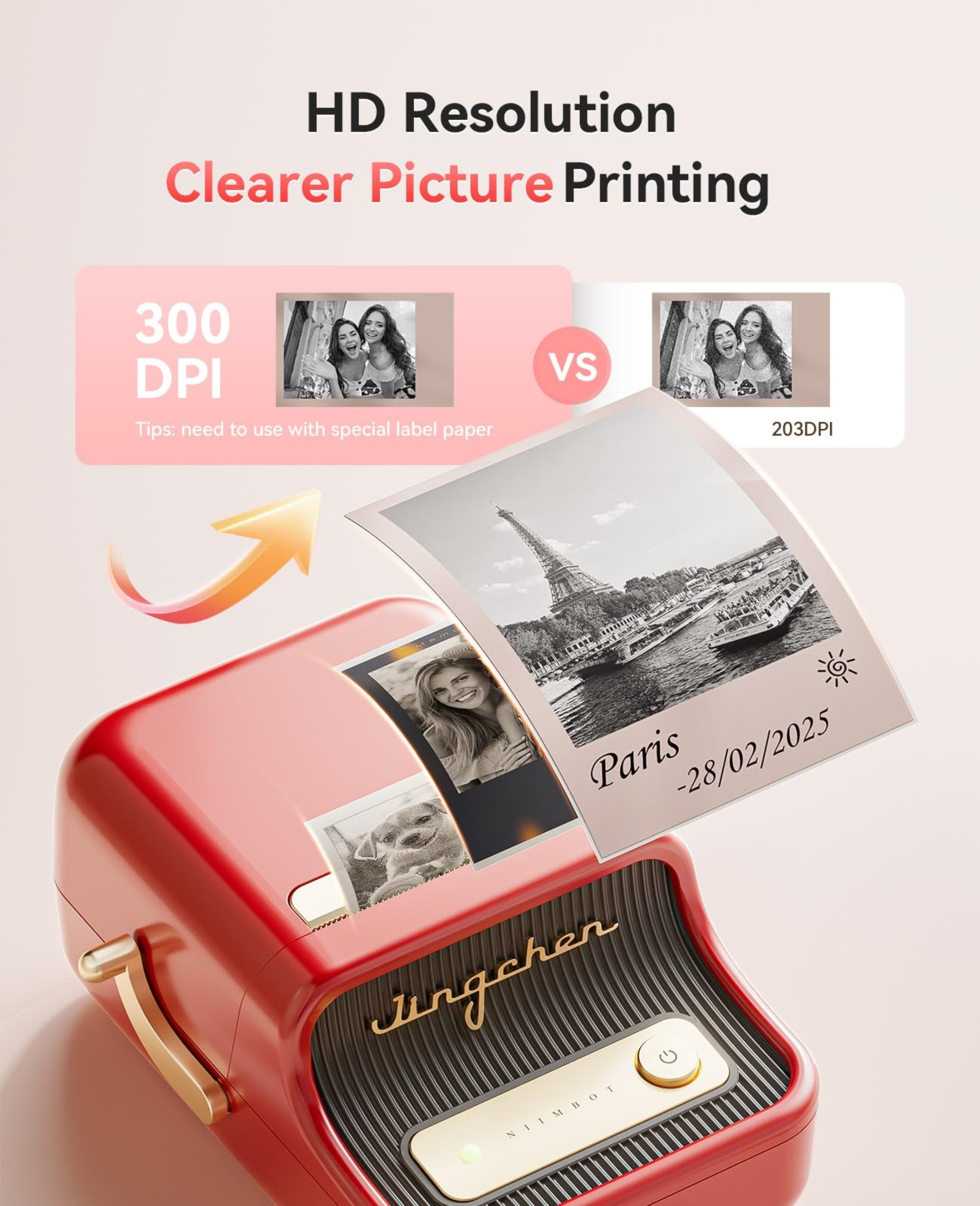 NIIMBOT - B21_PRO - 300DPI - PORTABLE THERMAL LABEL BLUETOOTH PRINTER WITH FREE LABEL ROLL - 50*30MM - WHITE