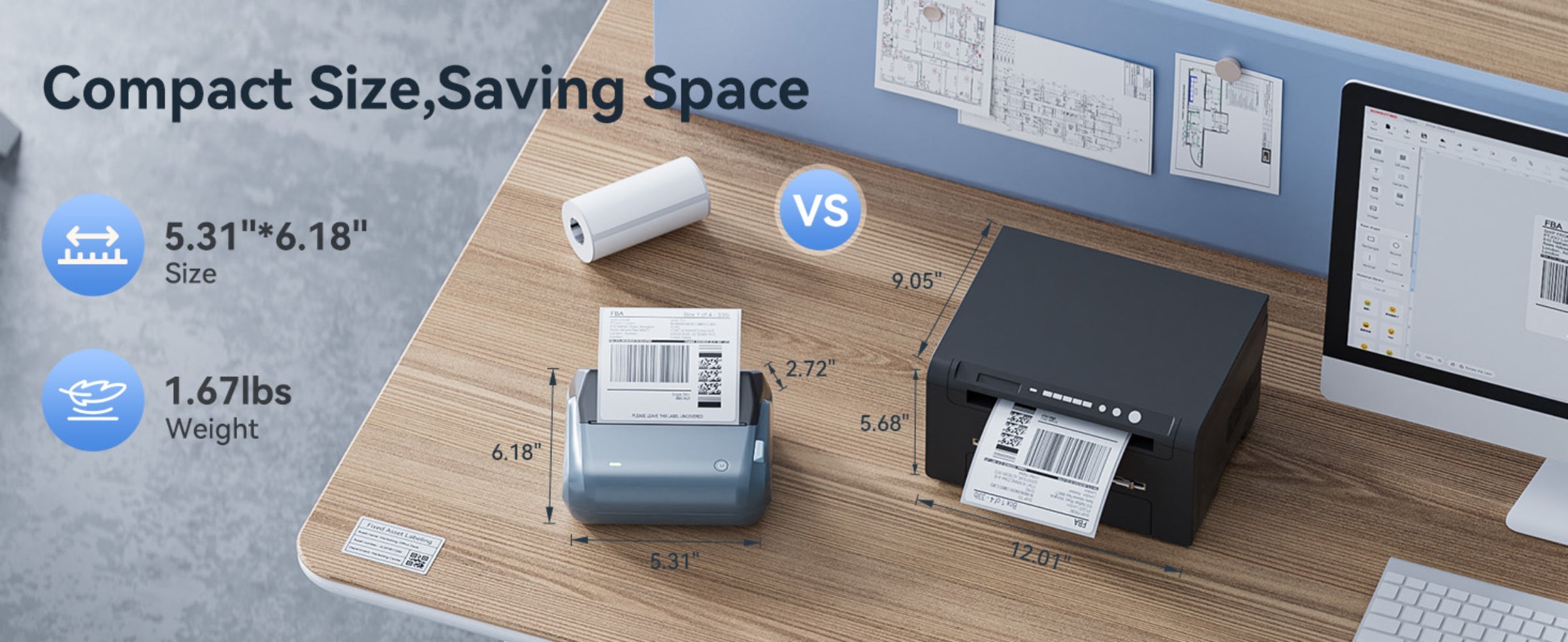 NB609 - NIIMBOT - B4 - BLUETOOTH SHIPPING THERMAL LABEL PRINTER WITH FREE ROLL