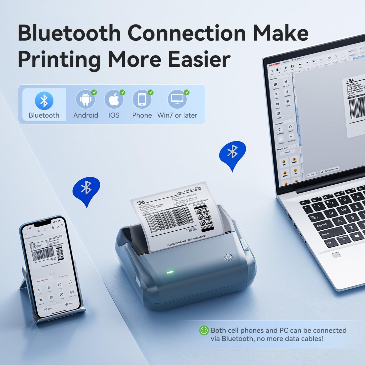NB609 - NIIMBOT - B4 - BLUETOOTH SHIPPING THERMAL LABEL PRINTER WITH FREE ROLL – LAKE BLUE 🌊