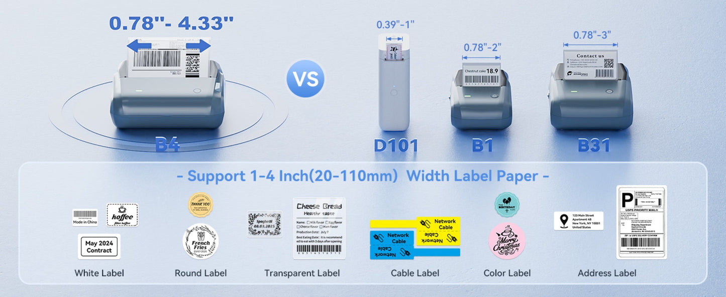 NB609 - NIIMBOT - B4 - BLUETOOTH SHIPPING THERMAL LABEL PRINTER WITH FREE ROLL – LAKE BLUE 🌊