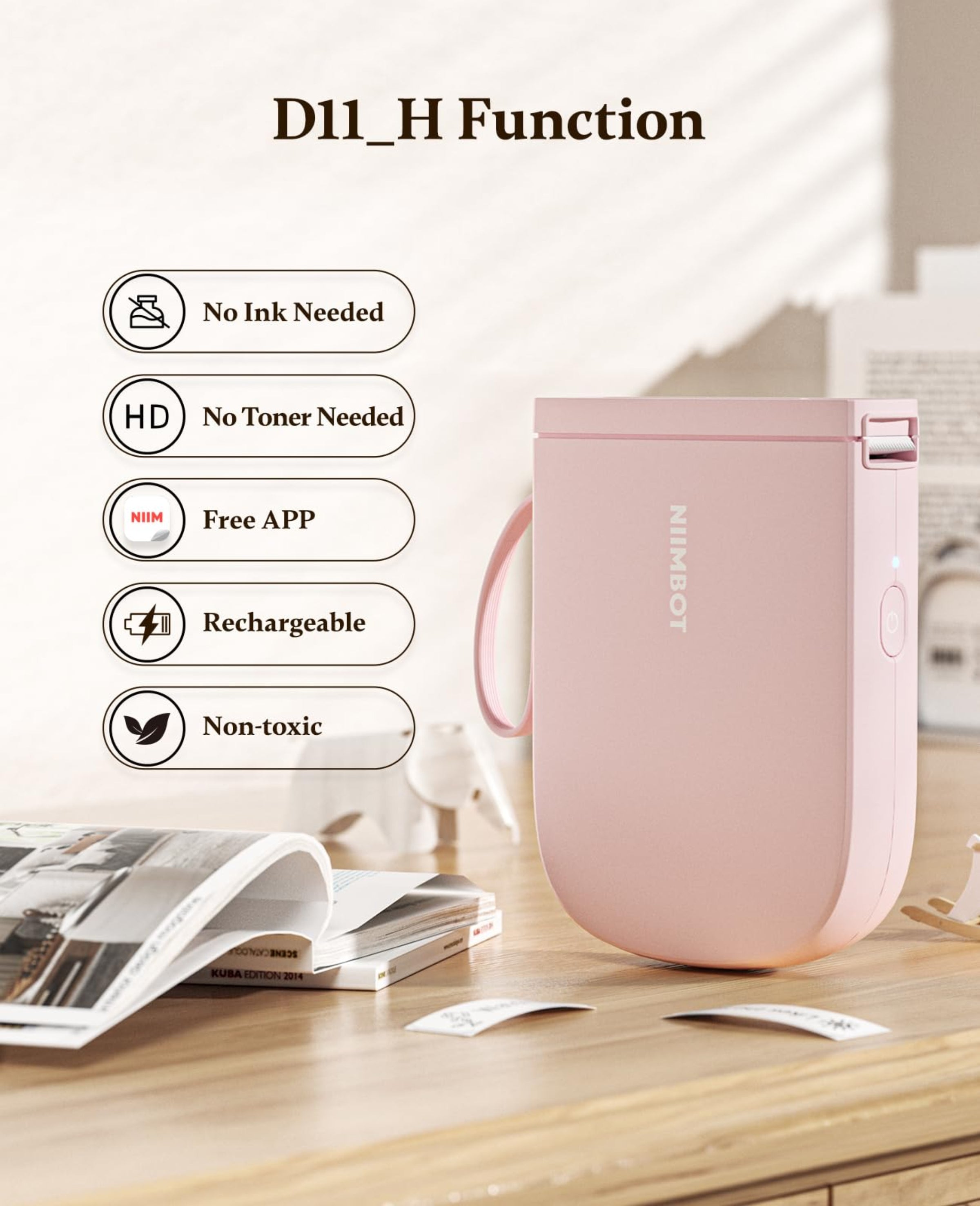 NIIMBOT - D11_H - 300DPI - PORTABLE BLUETOOTH LABEL PRINTER INC FREE LABEL ROLL