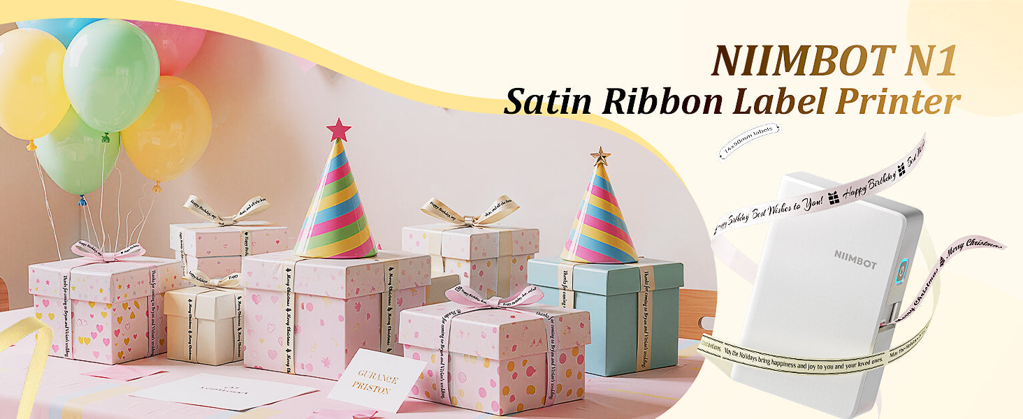 NB624 - NIIMBOT - N1 - BLUETOOTH SATIN RIBBON & LABEL PRINTER KIT INCL BOTH SETS - BEIGE