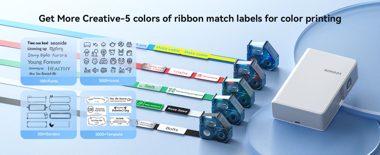 NB623 - NIIMBOT - N1 - BLUETOOTH THERMAL TRANSFER LABEL PRINTER INCL FREE WHITE LABEL & BLACK RIBBON (14*50MM)